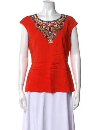 Pre-owned Camilla Printed Crew Neck Top In Red