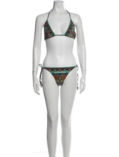 Pre-owned Camilla Printed Crystal Embellishments Bikini In Pink