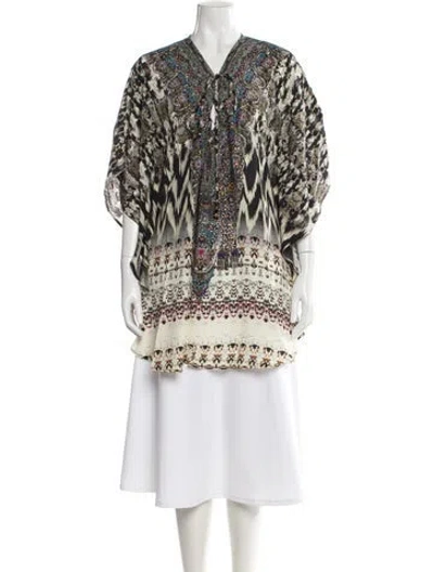 Pre-owned Camilla Printed Crystal Embellishments Cover-up In Black