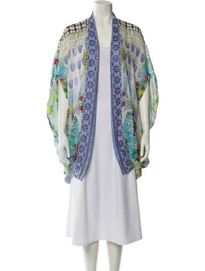 Pre-owned Camilla Printed Crystal Embellishments Cover-up In Blue