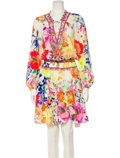 Pre-owned Camilla Printed Crystal Embellishments Cover-up In Multi