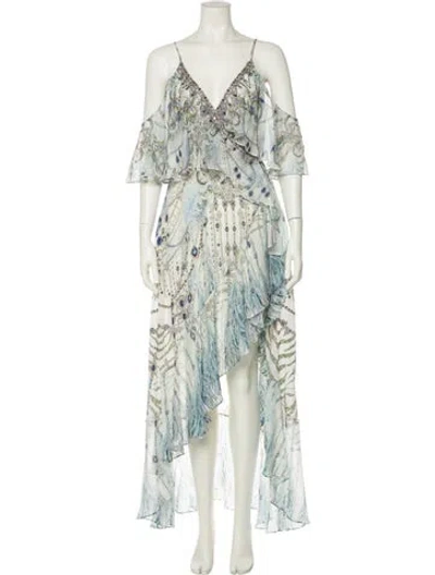 Pre-owned Camilla Printed Crystal Embellishments Cover-up In White