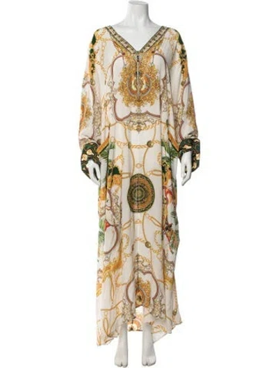 Pre-owned Camilla Printed Crystal Embellishments Cover-up In White