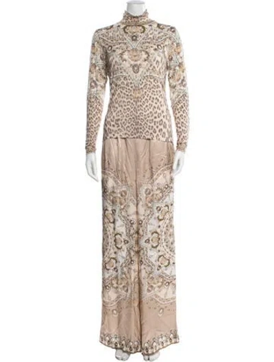 Pre-owned Camilla Printed Crystal Embellishments Pant Set In Neutral