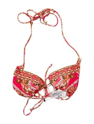 Pre-owned Camilla Printed Crystal Embellishments Top W/ Tags In Red