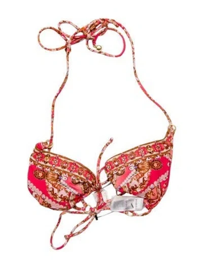 Pre-owned Camilla Printed Crystal Embellishments Top W/ Tags In Red