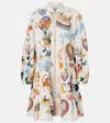 Camilla Printed Embellished Cotton Minidress In Multi