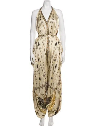 Pre-owned Camilla Printed Halterneck Jumpsuit In Neutral