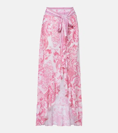 Camilla Printed Jersey Beach Cover-up In Pink