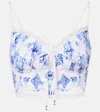 Camilla Printed Lace-trimmed Linen Bra Top In Multi