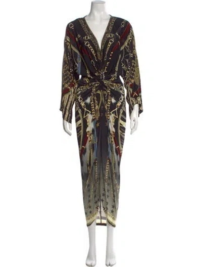 Pre-owned Camilla Printed Long Dress In Black