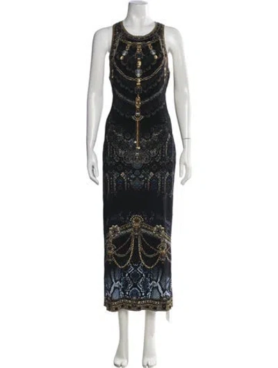 Pre-owned Camilla Printed Long Dress In Black