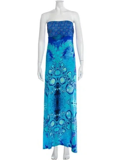 Pre-owned Camilla Printed Long Dress In Blue