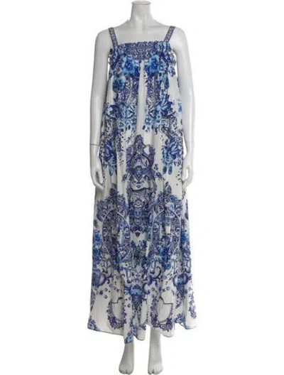 Pre-owned Camilla Printed Long Dress In Blue