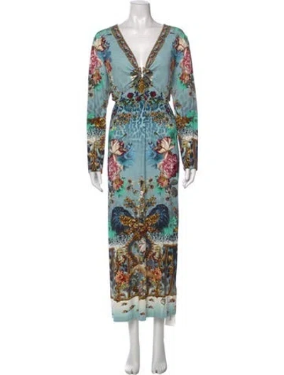 Pre-owned Camilla Printed Long Dress In Blue