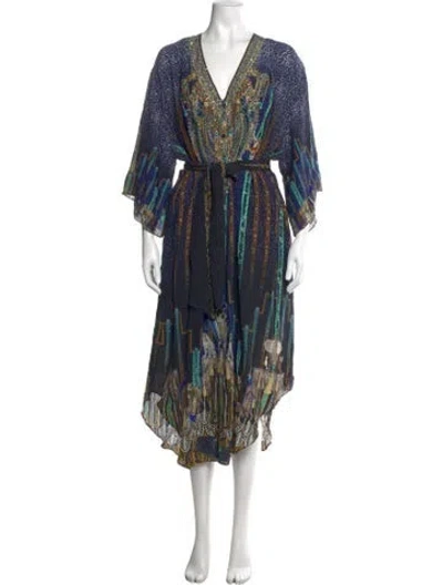 Pre-owned Camilla Printed Long Dress In Blue