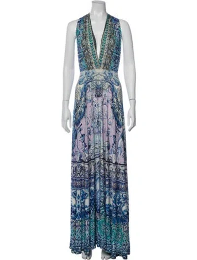 Pre-owned Camilla Printed Long Dress In Blue