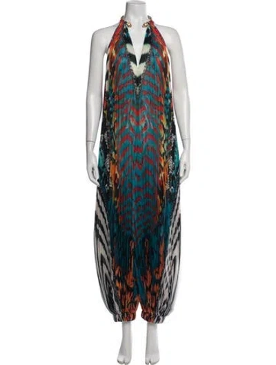 Pre-owned Camilla Printed Long Dress In Blue