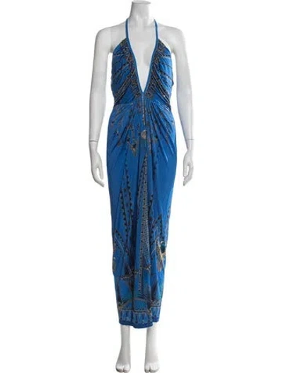 Pre-owned Camilla Printed Long Dress In Blue