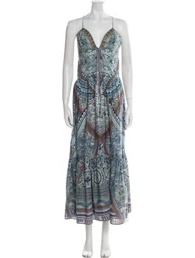 Pre-owned Camilla Printed Long Dress In Green