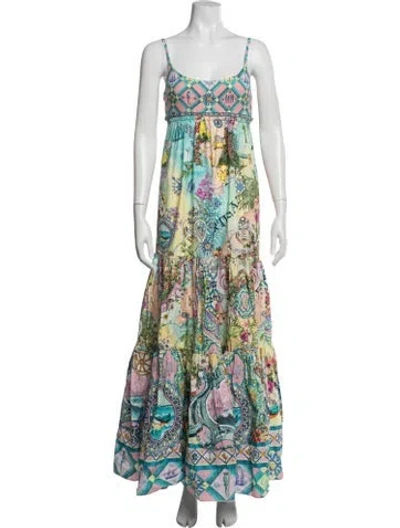 Pre-owned Camilla Printed Long Dress In Green