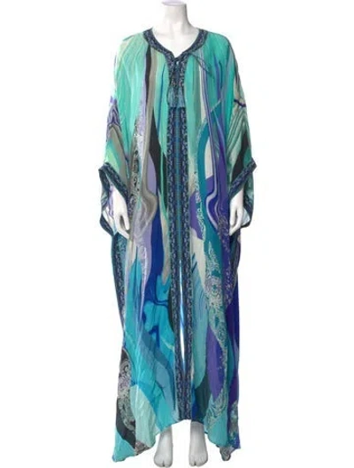 Pre-owned Camilla Printed Long Dress In Multi