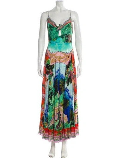 Pre-owned Camilla Printed Long Dress In Multi