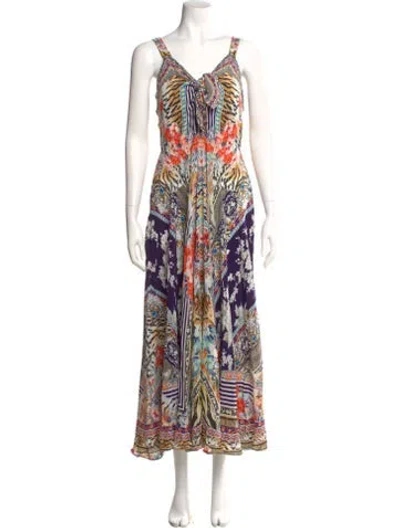 Pre-owned Camilla Printed Long Dress In Neutral