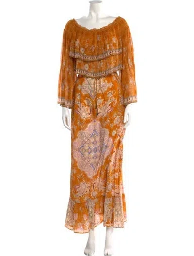 Pre-owned Camilla Printed Long Dress In Orange