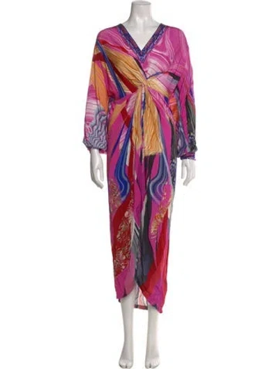 Pre-owned Camilla Printed Long Dress In Pink