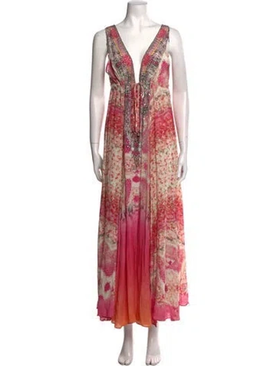 Pre-owned Camilla Printed Long Dress In Pink