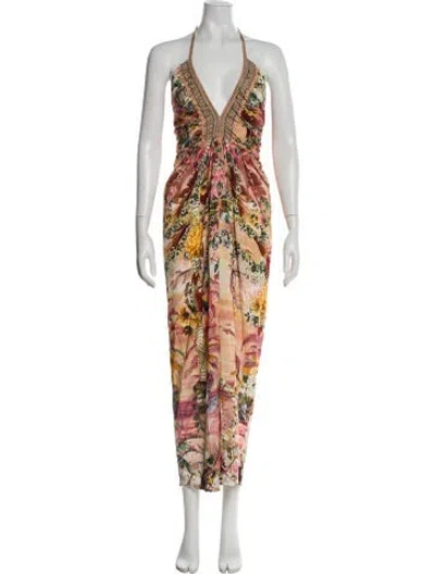 Pre-owned Camilla Printed Long Dress In Pink