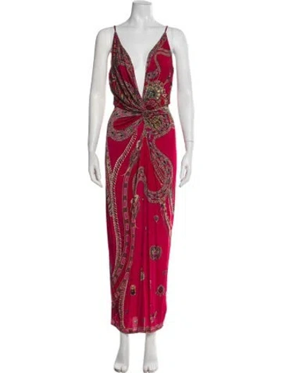 Pre-owned Camilla Printed Long Dress In Red