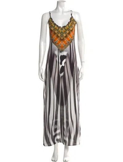 Pre-owned Camilla Printed Long Dress W/ Tags In Black