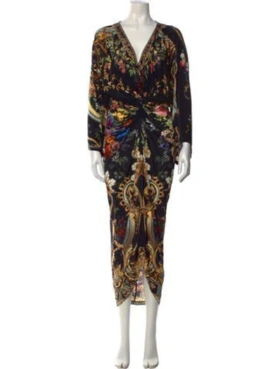 Pre-owned Camilla Printed Long Dress W/ Tags In Black