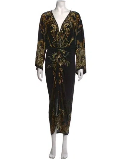 Pre-owned Camilla Printed Long Dress W/ Tags In Black
