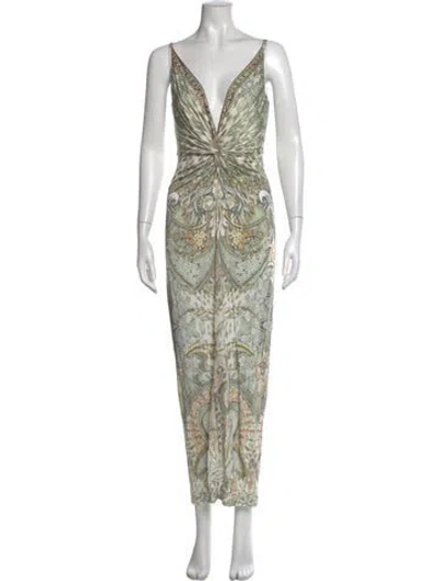 Pre-owned Camilla Printed Long Dress W/ Tags In Green