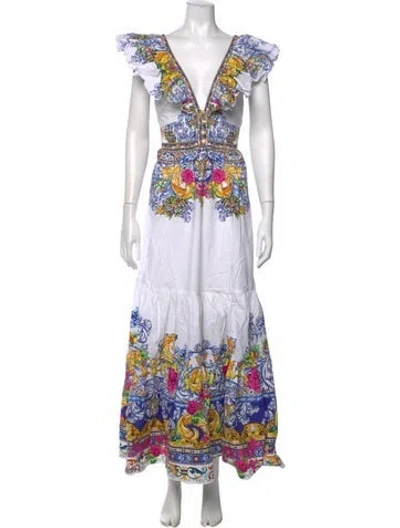 Pre-owned Camilla Printed Long Dress W/ Tags In White