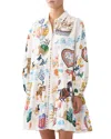 Camilla Printed Embellished Cotton Minidress In White