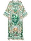 Camilla Printed Midi Dress In Green
