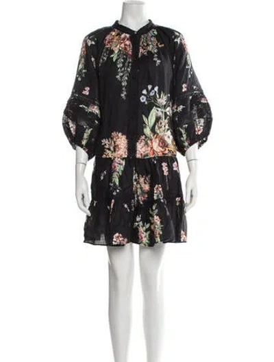Pre-owned Camilla Printed Mini Dress In Black