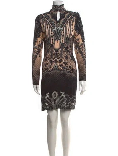 Pre-owned Camilla Printed Mini Dress In Black/metallic