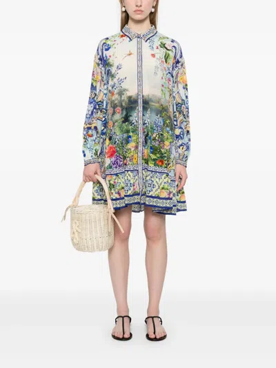Camilla Printed Mini Dress In Blue