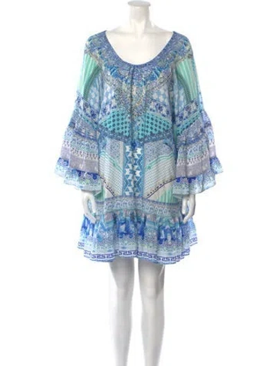 Pre-owned Camilla Printed Mini Dress In Blue