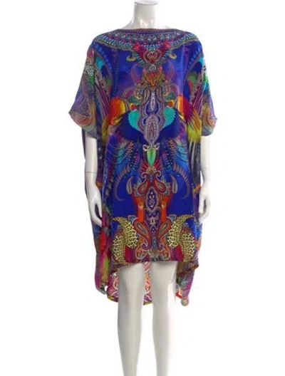 Pre-owned Camilla Printed Mini Dress In Blue