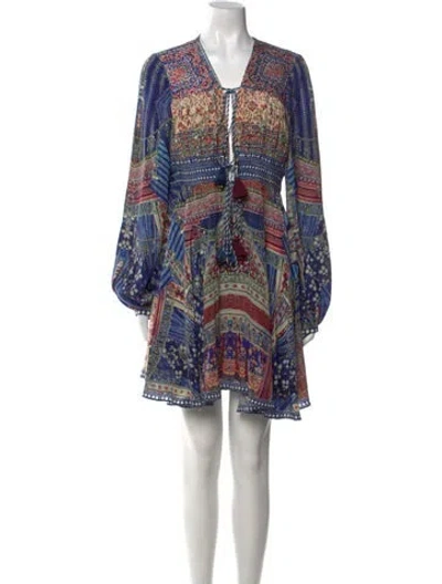 Pre-owned Camilla Printed Mini Dress In Blue