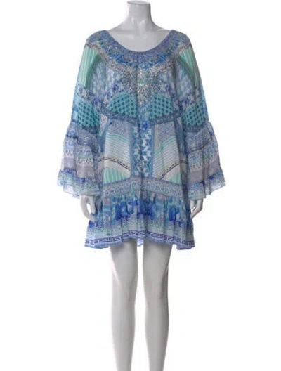 Pre-owned Camilla Printed Mini Dress In Blue