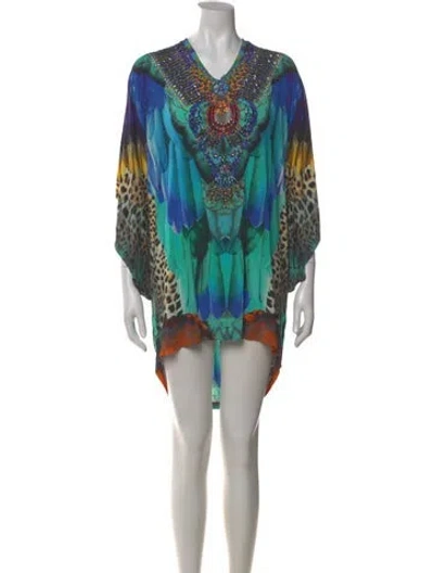 Pre-owned Camilla Printed Mini Dress In Blue