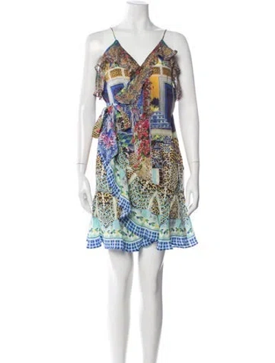 Pre-owned Camilla Printed Mini Dress In Blue