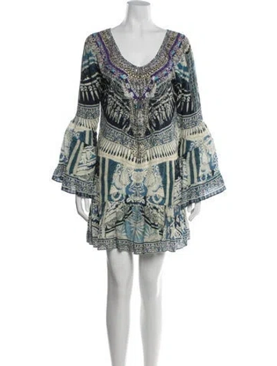 Pre-owned Camilla Printed Mini Dress In Blue